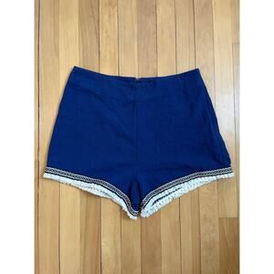 🌊 MINKPINK Lost & Found Navy Boho Fringe Shorts, Sz Medium